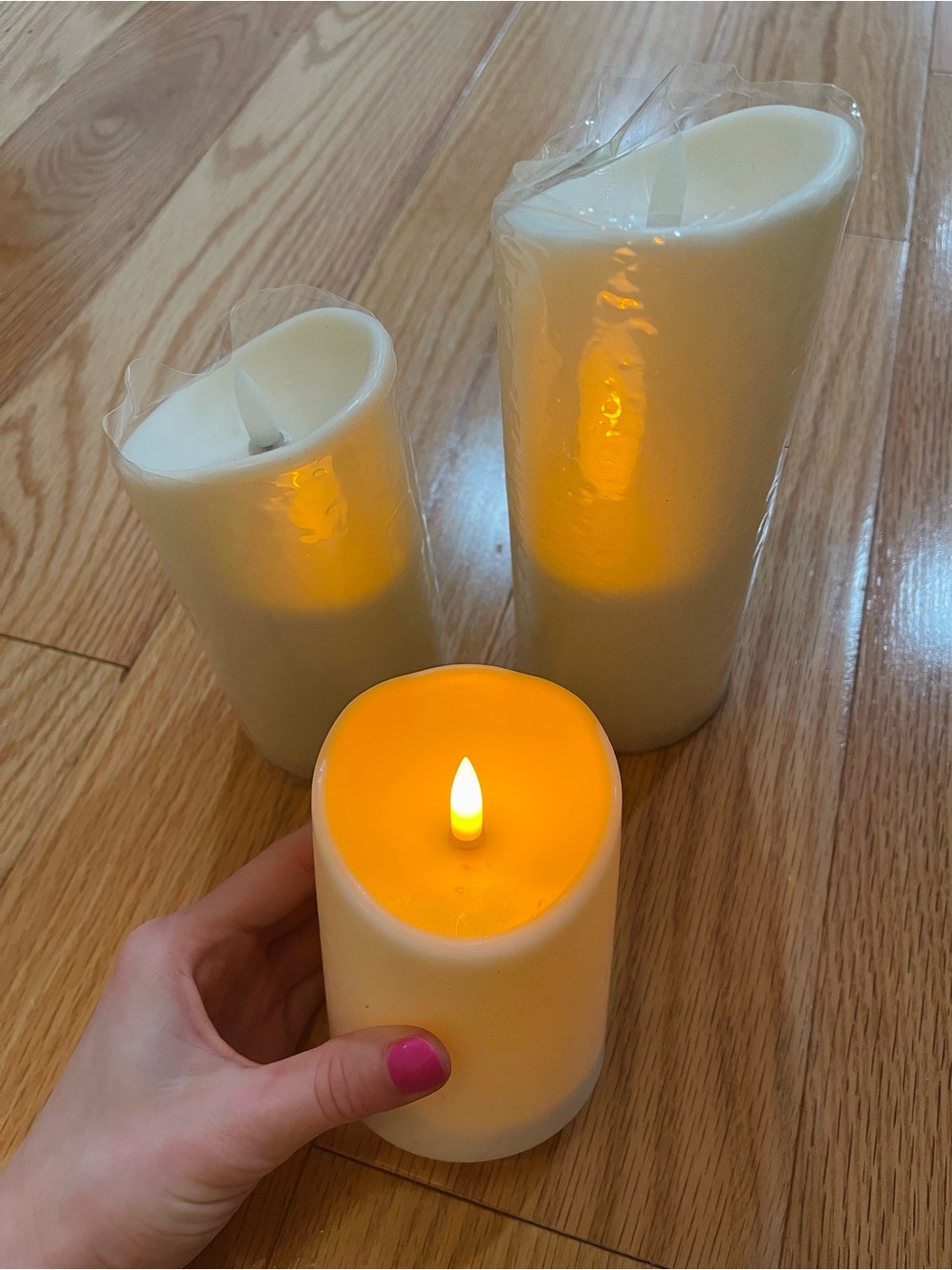 Battery-Powered Ivory LED Pillar Candle - Set of 3
